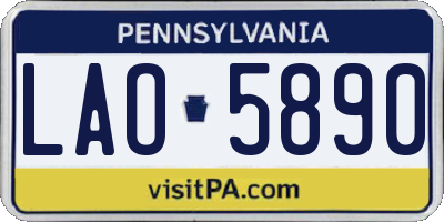 PA license plate LAO5890