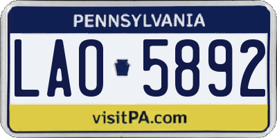 PA license plate LAO5892