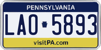 PA license plate LAO5893