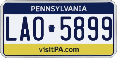 PA license plate LAO5899