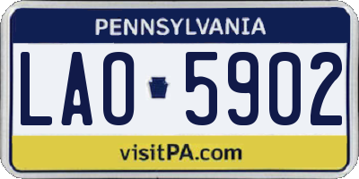 PA license plate LAO5902