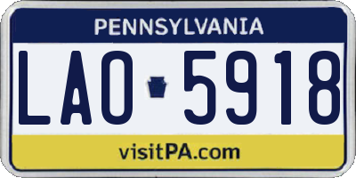 PA license plate LAO5918