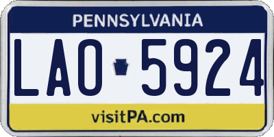 PA license plate LAO5924