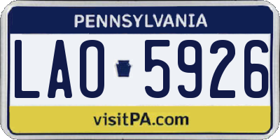 PA license plate LAO5926