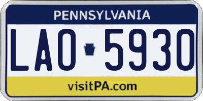 PA license plate LAO5930