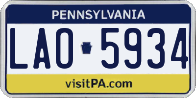 PA license plate LAO5934
