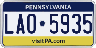 PA license plate LAO5935
