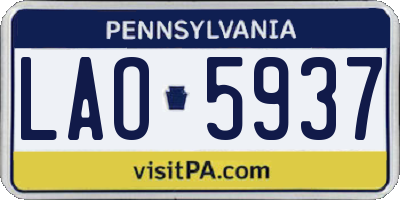 PA license plate LAO5937