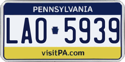 PA license plate LAO5939