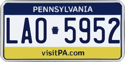PA license plate LAO5952