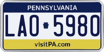PA license plate LAO5980