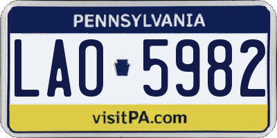 PA license plate LAO5982