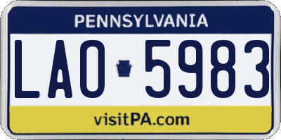 PA license plate LAO5983
