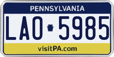 PA license plate LAO5985