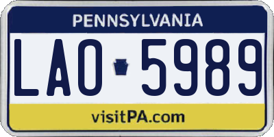 PA license plate LAO5989