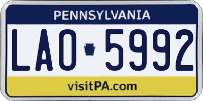 PA license plate LAO5992