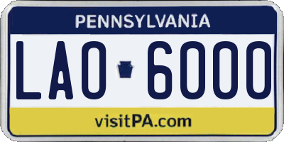 PA license plate LAO6000