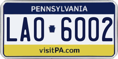 PA license plate LAO6002