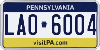 PA license plate LAO6004
