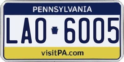 PA license plate LAO6005