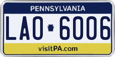 PA license plate LAO6006