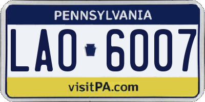 PA license plate LAO6007