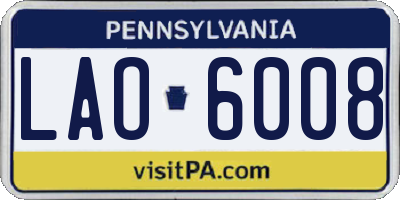 PA license plate LAO6008