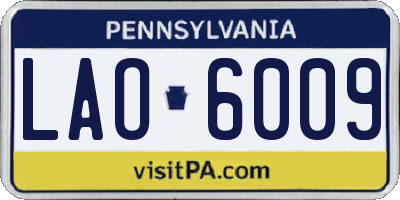 PA license plate LAO6009