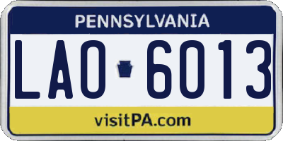 PA license plate LAO6013
