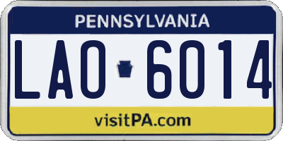 PA license plate LAO6014