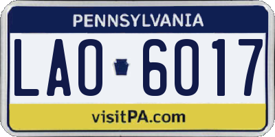 PA license plate LAO6017