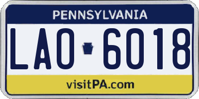 PA license plate LAO6018