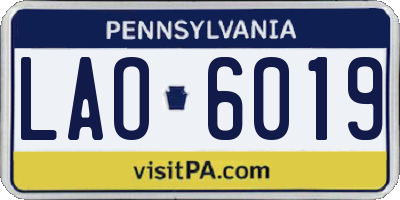 PA license plate LAO6019