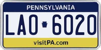 PA license plate LAO6020