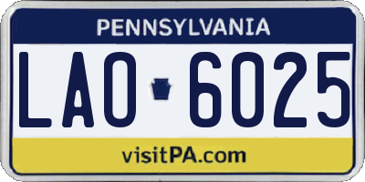 PA license plate LAO6025