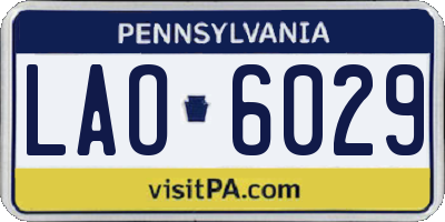 PA license plate LAO6029