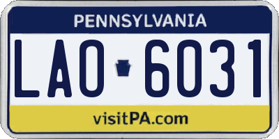 PA license plate LAO6031