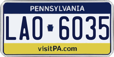 PA license plate LAO6035