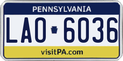 PA license plate LAO6036