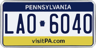 PA license plate LAO6040