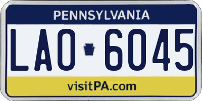 PA license plate LAO6045