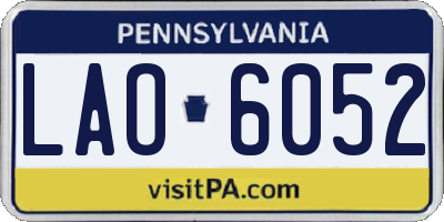 PA license plate LAO6052