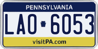 PA license plate LAO6053