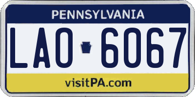 PA license plate LAO6067