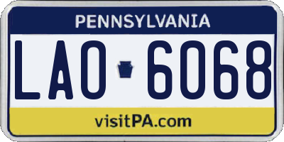 PA license plate LAO6068