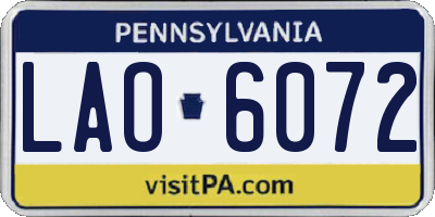 PA license plate LAO6072