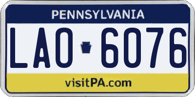 PA license plate LAO6076