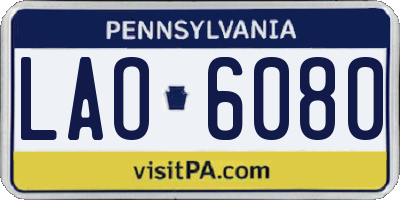 PA license plate LAO6080
