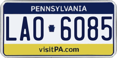 PA license plate LAO6085