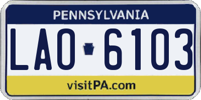PA license plate LAO6103